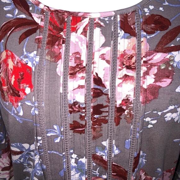 Daniel Rainn Branwen Gray Floral Jersey Tunic Top Small NWT - Picture 2 of 9